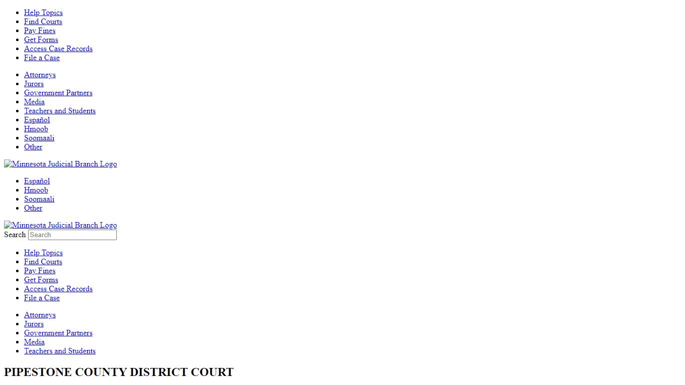 Minnesota Judicial Branch - Pipestone County District Court